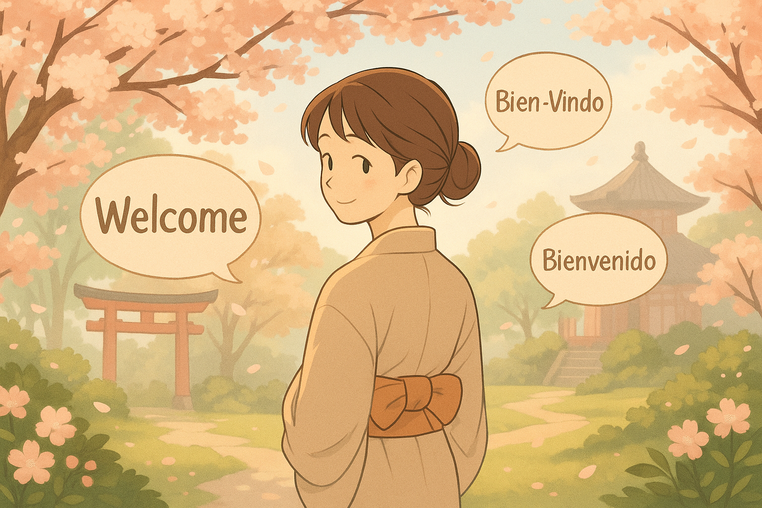 Ilustración de estilo anime de una persona escribiendo en un café japonés acogedor, con pantallas shoji y luz cálida. Representa un blog sobre cultura japonesa, salud y anime.